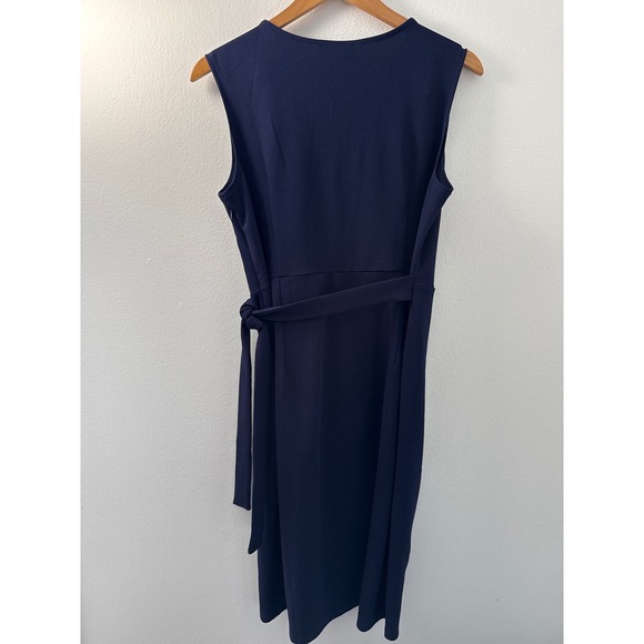 Oten Navy Blue Sleeveless Wrap Dress Size Large NWT Formal Wedding Date Night - Picture 4 of 6